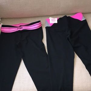 Lot 2 Victoria’s Secret pink yoga crop leggings